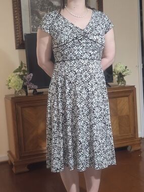 Positive Attitude Black & White Floral Midi Dress